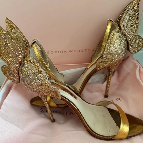 Sophia Webster gold Elegant Butterfly Embellished heels - Picture 2 of 4